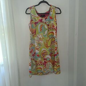 Pink green and blue summer dress